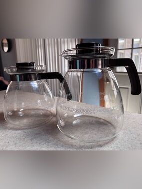 2– Vintage Pour Over Melitta Glass Coffee Carafes 4/6 and 6/8 Cup.